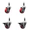 Service Caster 3'' Red Poly Wheel Swivel 7/8'' Expanding Stem Caster Set 2 Brakes, 4PK SCC-EX20S314-PPUB-RED-2-PLB-2-78 - alternate 1